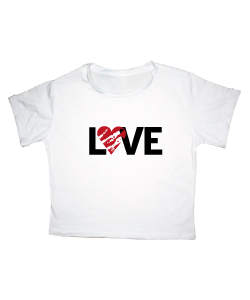 Crop Top Love, Talla Única, Materiales: Algodón , Cuidados: Lavar a mano,